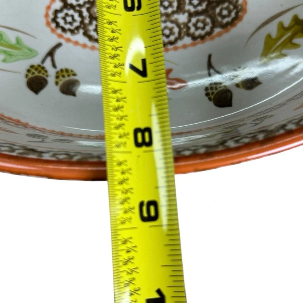 Temptations Old World Orange Acorn & Leaves 2.5qt W/ Handled Metal Carrying Rack